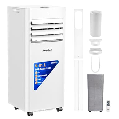 Lovewind Condizionatore Portatile 9000 BTU (Eco R290), Silenzioso 52 dB, Climatizzatore Portatile con Telecomando, 4-in-1 Raffreddamento Deumidificazione Ventilazione e Sonno, IPX1 per Interni Ufficio