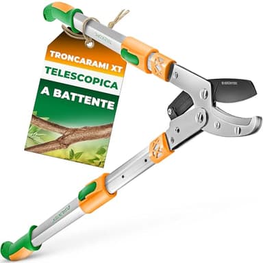 GRÜNTEK Cesoia Telescopica Troncarami da Potatura XT 685-1015mm. Forbice a Incudine. Lama in Acciaio e Teflon di 78mm.