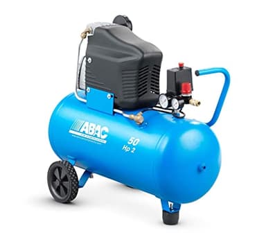 ABAC Compressore d'Aria PRO MONTECARLO L20, Compressore Aria 50 Litri, Doppio Manometro, Pressione Massima 10 Bar, Lubrificato ad olio, Ruote per Trasporto, Potenza 2 CV