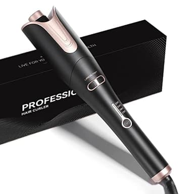 Arricciacapelli Automatico Professionale, Ferro Arricciacapelli Intelligente in Ceramica, 4 Temperatura per Capelli Lunghi o Corti Asciutti (Nero)