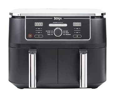 Ninja Foodi Max Dual Zone Friggitrice ad Aria digitale, 2 Cestelli Antiaderenti, 9.5L, 6 in 1, Massima Croccantezza, Frigge Senza Olio, Arrostisce, Cottura Forno, Disidrata, 8 Porzioni, Nero, AF400EU