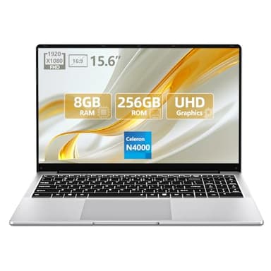 PC Portatile da 15,6 pollici, Computer portatile Celeron N4000, Notebook 8GB RAM 256GB SSD, Laptop Full HD 1920 x 1080, apertura e chiusura a 180 gradi, WiFi 5, Mini HDMI, TF Card Slot, USB3.0, BT4.2
