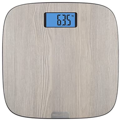 Rowenta BS1600 Origin Bilancia Pesapersone Digitale, 31x31 cm, Max 160kg, Design Ultrasottile Effetto Legno, Graduazione di Precisione Ogni 100g, Accensione Automatica, Ampio Display,