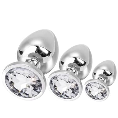 3 Pezzi Plug Anale,Spina Anale Set,S+ M+ L Set Sex Toy,Metallo Butt Plug,Set plug anale con cristallo diamante,per principianti donne, coppie, uomini…