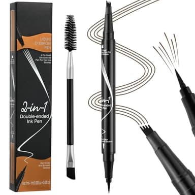 LOPHE Matita Sopracciglia, Matita per Sopracciglia Microblading a Doppia Estremità 2 In 1 con 4 Micro Punte, Lunga Durata Ad Asciugatura Rapida Anti-Sbavature, Marrone Chiaro