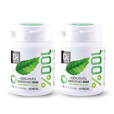 DC24 DAILY CARE Gomma da masticare con 100% Xilitolo, senza zucchero e aspartame, gomma da masticare alla menta, rinfresca l'alito, senza glutine, vegana, 60 pezzi, confezione da 2