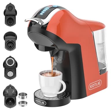 KOTLIE EM-308A Macchina da Caffè Multifunzionale - Compatibile con Capsule, ESE (44 mm) e Caffè in Polvere - Preparazione di Caffè Freddo
