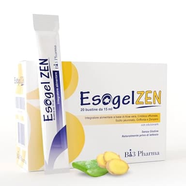 Esogel Zen | Integratore potenziato per Reflusso Gastroesofageo e Gonfiore Addominale Donna e Uomo | 20 Bustine 15 ml | Formula Senza Alluminio e Gomme | Per Stomaco Sensibile e Digestione Leggera