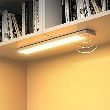 OUILA Luce per armadio con sensore di movimento, 3000 K, ricaricabile tramite USB, 1000 mAh, luce notturna senza fili, 36 LED, per scale, guardaroba, corridoio, cucina, garage, confezione da 2