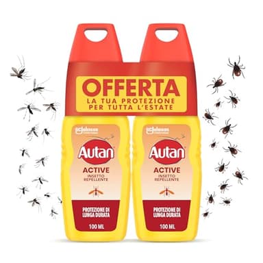 Autan Active Vapo Spray Antizanzare, Repellente Zanzare con Azione Protettiva Duratura, 8 ore di protezione, 2 Confezioni da 100ml