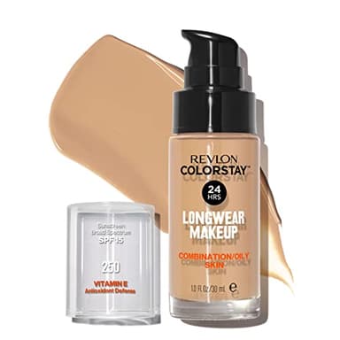 Revlon ColorStay, Fondotinta per Pelle Mista e Grassa, con Protezione Solare SPF 15, Formula Duratura, Oil Free (30ml), 250 Fresh Beige