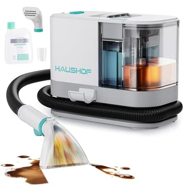 HAUSHOF Lavatappeti Portatile per Tappeti e Divani, Pulitore Portatile con 13 kPa di Potenza Aspirante, Ideale per Rimuovere Macchie da Tappeti, Divani, Auto e letti per Animal