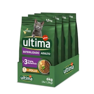 Ultima Cibo per Gatti Sterilizzati Adulti con Pollo - Confezione da 4 x 1,5 kg - Totale: 6 kg