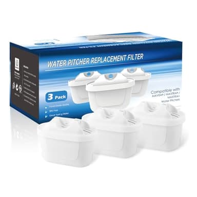 3 Pack Cartuccia per filtro, filtri riduce cloro, calcare, PFAS e metalli, dell’acqua compatibile con Brita Maxtra+, Brita Style, Mavea Elemaris XL, filtri per Brita