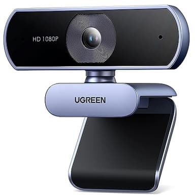 UGREEN Webcam Full HD 1080P 30FPS USB A PC Camera 2 Microfono Incorporato 85° Angolo di Visione per Windows MacOS Linux Supporto Youtube Streaming Skype Video Calling Zoom Videoconferenze(Grigio)