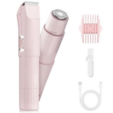 Rasoio Elettrico Donna, Rifinitore 3 in 1 per Viso e Zone Intime, per Gambe, Braccia, Ascelle e Zona Bikini, Ricaricabile USB, Cavo Incluso, Adatto a Pelli Sensibili, Rosa