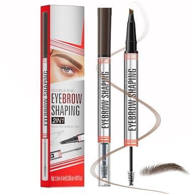 Matita per sopracciglia Microblading Impermeabile, Penna per sopracciglia durata 24 ore, Brow gel Inclusa, Penna sopracciglia effetto pelo, Marrone scuro