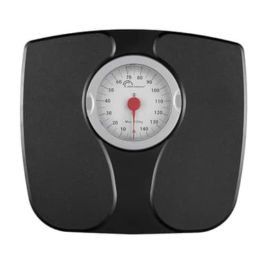 LITTLE BALANCE 8727 Confort 150, Bilancia pesapersone meccanica, Bilancia con schermo XL, Forma compatta, 150 kg, Nero