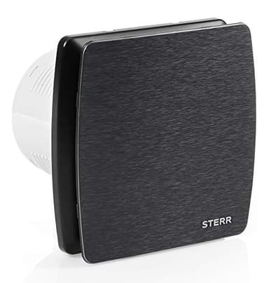 STERR - Ventilatore da bagno, 100 mm, con sensore di umidità, colore nero, silenzioso, moderno, 100 mm