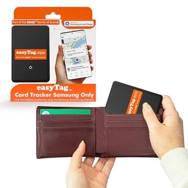 easyTag Card Tracker (solo Samsung) - Smart Tag sottile e resistente per portafogli, borse, valigie e bagagli. Smart Tag ricaricabile compatibile con l'applicazione Samsung SmartThings
