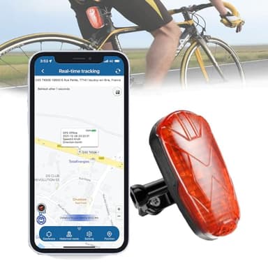 GPS Tracker Bici Localizzatore GPS Moto Posizionamento in Tempo Reale APP Senza Abbonamento Impermeabile con LED Luce è Anche Facile da Individuare di Notte per la Tua Bici da Corsa e Carrello