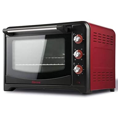 Girmi FE42 Forno Elettrico Ventilato, 2000 W, 42 Litri, Ventilazione, Luce interna, Griglia Inox, Funzione di cottura, Base, Grill, Combinata, Accessori inclusi, Rosso/Nero