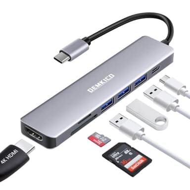 DEMKICO 7 in 1 Multiporta USB C Hub Adattatore USB C con 4K HDMI, lettore SD/TF, 3 porte USB, ricarica PD da 87W, compatibile con MacBook Pro/Macbook Air/XPS e altri dispositivi USB C