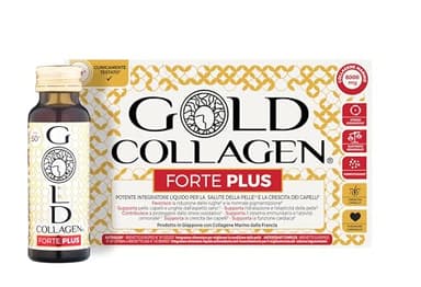 GOLD COLLAGEN New Forte Plus - Collagene Integratore Antirughe con Vitamina C Antiossidante, 8g Collagene Marino con Acido Ialuronico, Biotina Capelli, Pelle, Unghie e Sistema Immunitario, 1 x 10x50ml