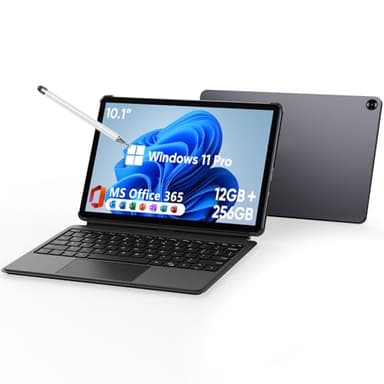 Tablet Touch 10,1" Window 11 Pro Processore Core m3 (fino a 3,4 GHz), 12 GB RAM, 256 GB SSD Touch Screen HD, WiFi 5&BT 5.0,Type-C/Micro HDMI, Doppia Webcam,Tastiera,Pennino Incluso