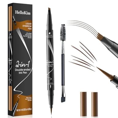 Wffeila Matita per sopracciglia, Micro Brow Pencil, 2 in 1 Doppia Ended Microblading Matita per sopracciglia, resistente alle sbavature, può essere facilmente naturale per sopracciglia (marrone scuro)