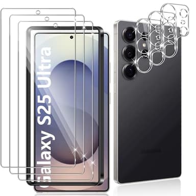 Datree per Samsung Galaxy S25 Ultra Pellicola Vetro Temperato 3 Pezzi, con 3 Pezzi Pellicola Fotocamera, Durezza 9H Anti Graffio Amichevole Protettiva Protezione Schermo
