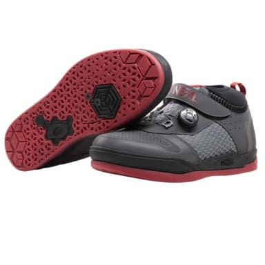 O'NEAL | Scarpe da Mountain Bike | MTB Downhill Freeride | Vegan | SPD Pedal Plate Compatible, Quick Lace System, Breathable | Session SPD V.22 Shoe | Adult | Grey Red | Size 43