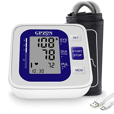 GPZON Misuratore di Pressione Braccio bracciale Macchina per polsini BP,Accurato kit automatico per alta pressione sanguigna con polsino largo 22-42 cm