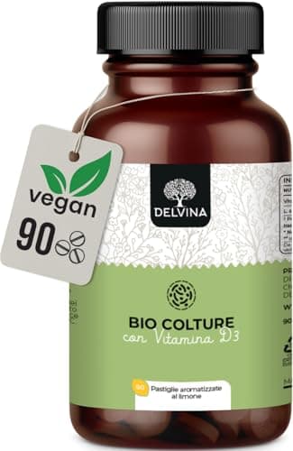 DELVINA Combatti l'Alitosi - 90 Pastiglie vegane per l'Igiene Orale senza Collutorio né Puliscilingua - Alito Fresco - Colture Batteriche con Vitamina D3 contro l'Alitosi, Limone, Scorta di 3 Mesi
