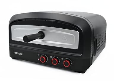 Necchi Forno Pizza 2200W, fino a 400°C per cottura professionale. Pietra refrattaria, timer 30 min, doppio riscaldamento. Capacità 20L, ideale per pizze fino a 27 cm.