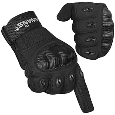 SAWANS Guanti da moto sportivi per motocicletta, a dita intere, ATV, equitazione, uomo, donna, hard knuckle, touch screen, MTB, mountain bike, ciclismo, escursionismo, ciclismo, arrampicata (L, nero)