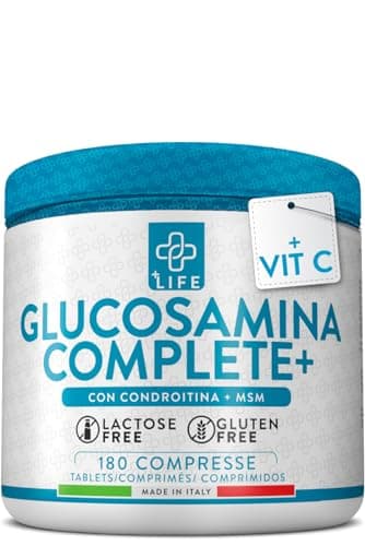 Glucosamina Condroitina Msm 180 Compresse Con Vit C PiùLife, 1 Al Giorno, Integratore Articolazioni E Cartilagine Ginocchio, 730mg Dose, Glucosamina Complex, Condroitina Glucosamina Alto Dosaggio