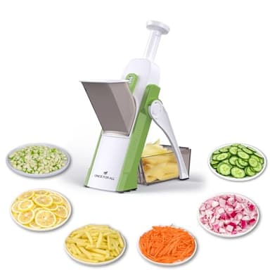ONCE FOR ALL Mandolina Affettatrice di verdure Spessore regolabile Patate Cipolla Chopper Kitchen Chopping Artifact Multifunzionale Cutte (Burro verde)