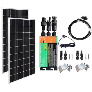 Centrale Elettrica da Balcone, 300 Watt, Presa Completa Plug & Play, Pannello Solare da 300 W, Con inverter da 230 V 300 W, impianto Solare da Balcone Completo, Fotovoltaico Modulo Solare da 18V