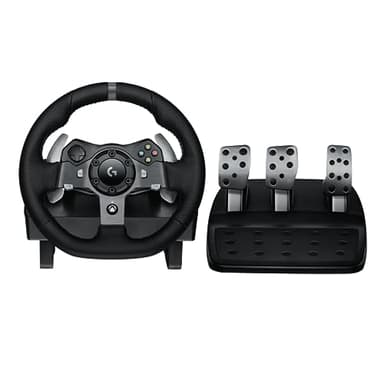 Logitech G G920 Driving Force Volante da corsa e pedali con ritorno di forza dinamico reale, leve al volante in acciaio inox, coprivolante, per Xbox Series X|S, Xbox One, PC, Mac - Nero