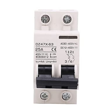 Interruttore Differenziale a Riarmo Automatico, AC DC 2P 25A 400V DIN DZ47X 63 Interruttore per Impianti Solari PV Sezionatore Fotovoltaico Sezionatore Sistema Solare