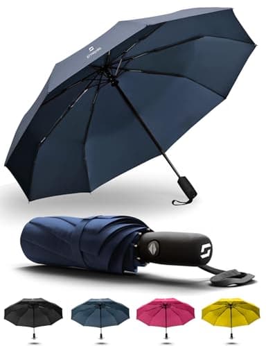 STYNGARD Ombrello pieghevole fino a 140 km/h, automatico - ombrello antivento con apertura automatica - piccolo e leggero con rivestimento in teflon - modelo OSLO (blu)