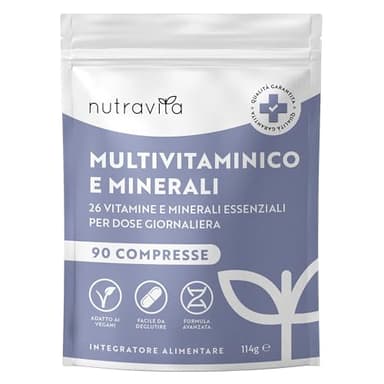 Nutravita Multivitaminico Completo Donna e Uomo – 90 Compresse Vegane (3 Mesi) – Integratori con 26 Vitamine e Minerali: A B C D3 E K, Ferro, Zinco – Alta Forza – Prodotto nel Regno Unito