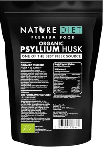 Nature Diet Bucce di Psillio BIO | 450 g | 95% Purezza | Alto Contenuto di Fibre | Vegano & Senza Glutine | Certificato Biologico UE | di Nature Diet