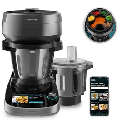 Cecotec Robot da Cucina Multifunzione Mambo CooKing Total Gourmet. 2200W, 45 Funzioni, Autodispenser, Acciaio Inox, Brocche Unique e Victory 4.5L, Schermo Touch, Connettività App, AutoCleaning