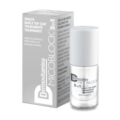 Dermovitamina Micoblock 3in1 Smalto Base Top Coat - Trasparente Idratante - Smalto Curativo per Unghie - 5 ml - 16 colorazioni
