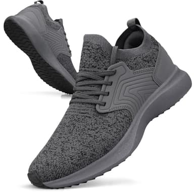Giniros Scarpe Sneakers Uomo Scarpe Corsa Uomo Ginnastica Camminata Sportive Palestra Running Casual Jogging Tennis Outdoor Fitness Trekking Scarpe da Lavoro Comode Leggere Traspiranti Grigio 43EU