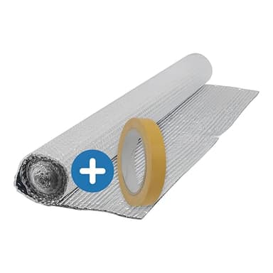 IMBALLAGGI 2000 - Pannelli Termoriflettenti per Termosifoni 1x7M/7mq, 1 Rotolo + Nastro Biadesivo, Pannelli Isolanti Termici per Interni, Porte Finestre Pavimenti Tetti, Isolante Termico Impermeabile