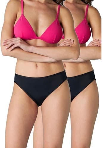LOVABLE Bikini Costume da Bagno Mestruale, Slip da Ciclo Lavabile e Riutilizzabile, Flusso Medio, Swimwear Period Panties Bi-Pack Donna, Nero, M