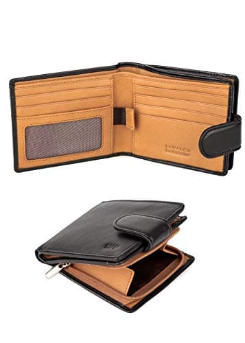 Lavalen Portafoglio Uomo Pelle Vera - Portamonete Uomo Elegante con Blocco RFID - Porta Carte di Credito Grande – Wallet for Men - Portafoglio Slim con Portamonete - Idee Regalo Papá.